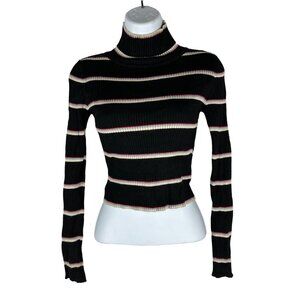 Pink Republic Size XS Black Red Striped Turtleneck Sweater